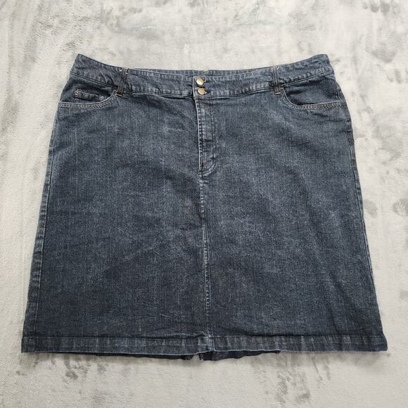 JMS Just My Size Skirt Womens 24W Blue Stretch Denim Double Button Pencil Mini - Picture 1 of 10